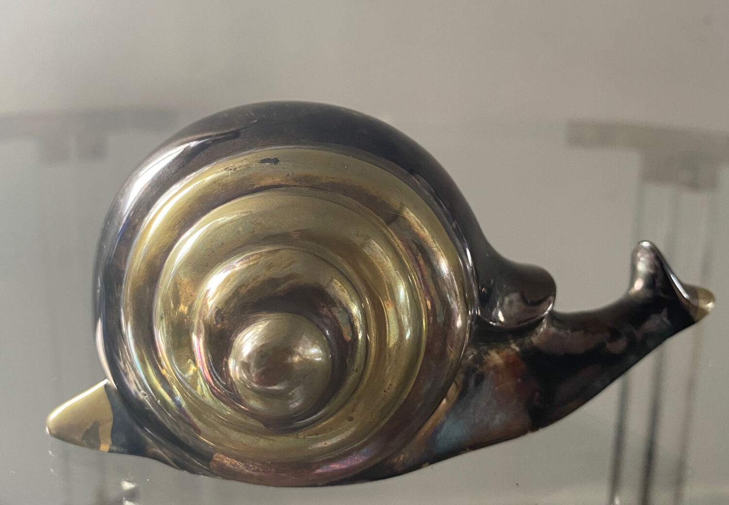 Vintage brass snail paperpress 70s