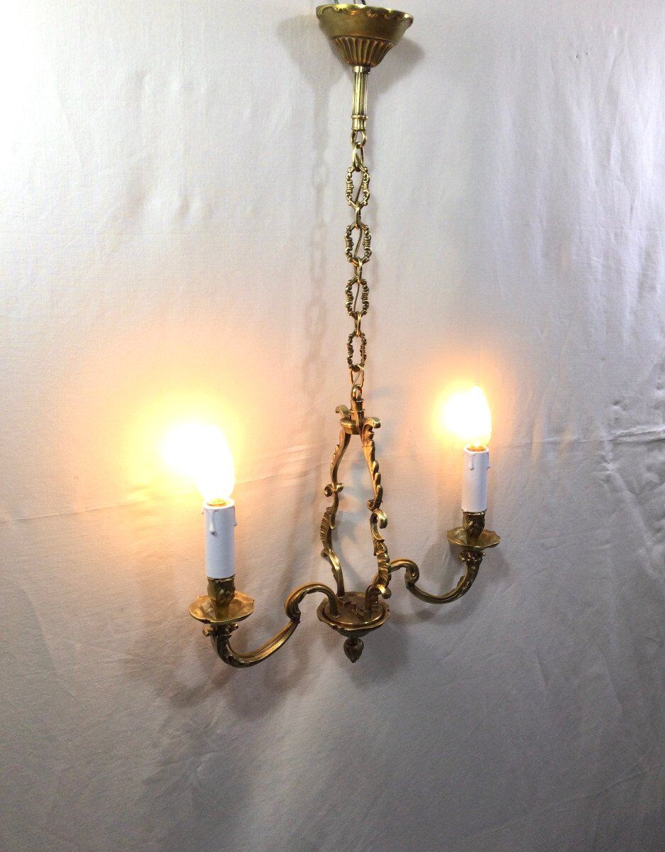 Bronze chandelier with 2 lights