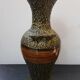 Vase large model black ceramic gold & brown vintage wood imitation