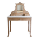 Coiffeuse ancienne en bois et marbre blanc avec miroir
