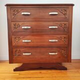 Art Deco chest of drawers in solid walnut