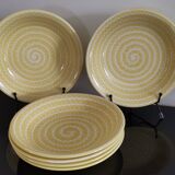 Lots de 6 anciennes assiettes creuses Longchamp France jaune soleil