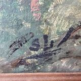 Oil painting on hardboard - Horses Signed SL (Signature to be identified)