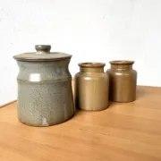 Set of 3 glazed stoneware pots, 1970s
