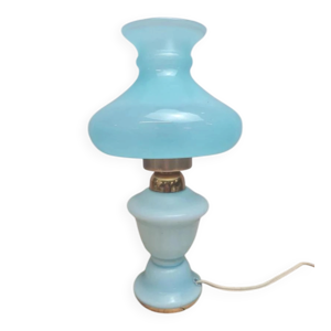Lampe vintage en opaline - bleue