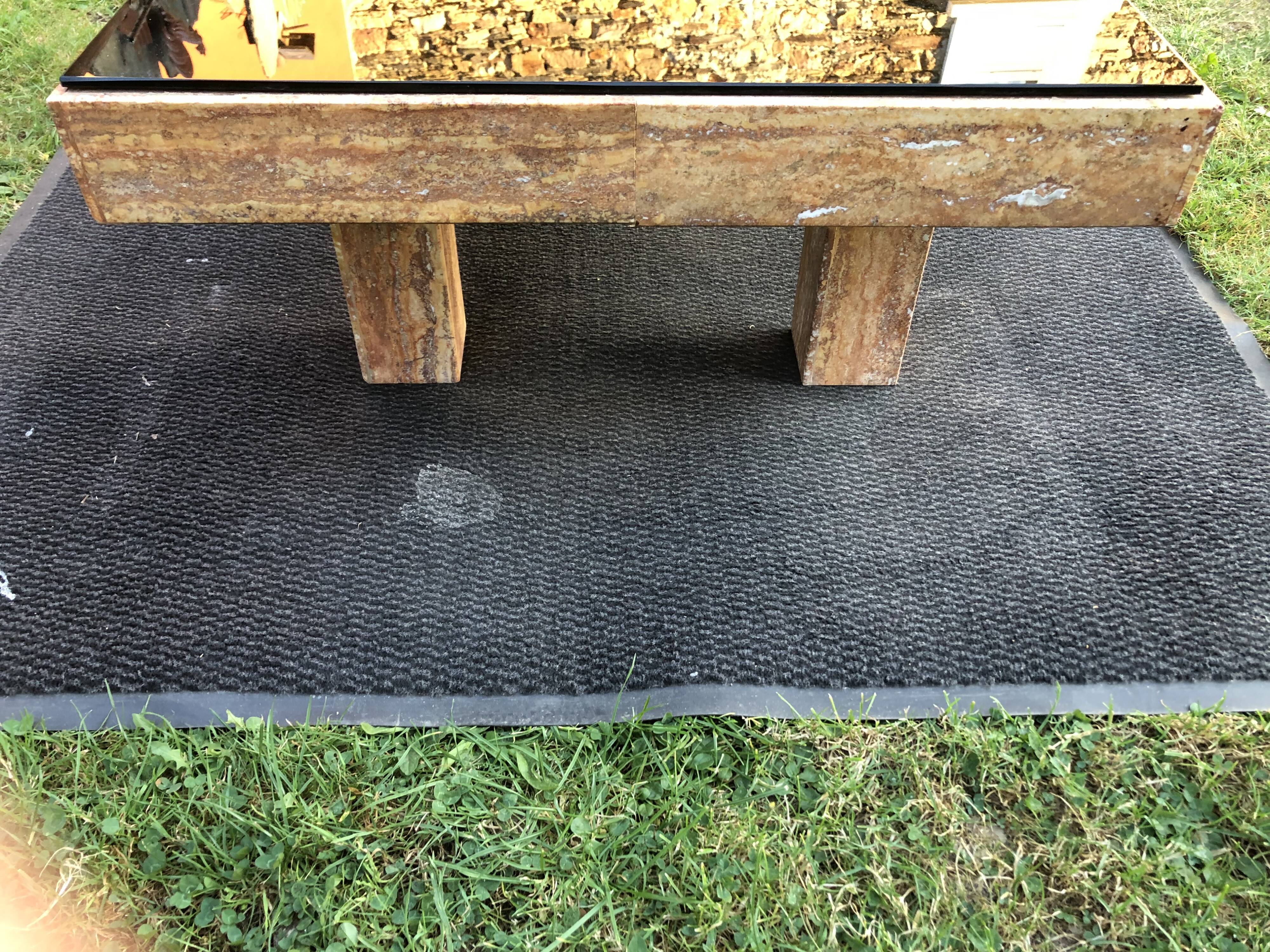Vintage marble and smoked glass coffee table.