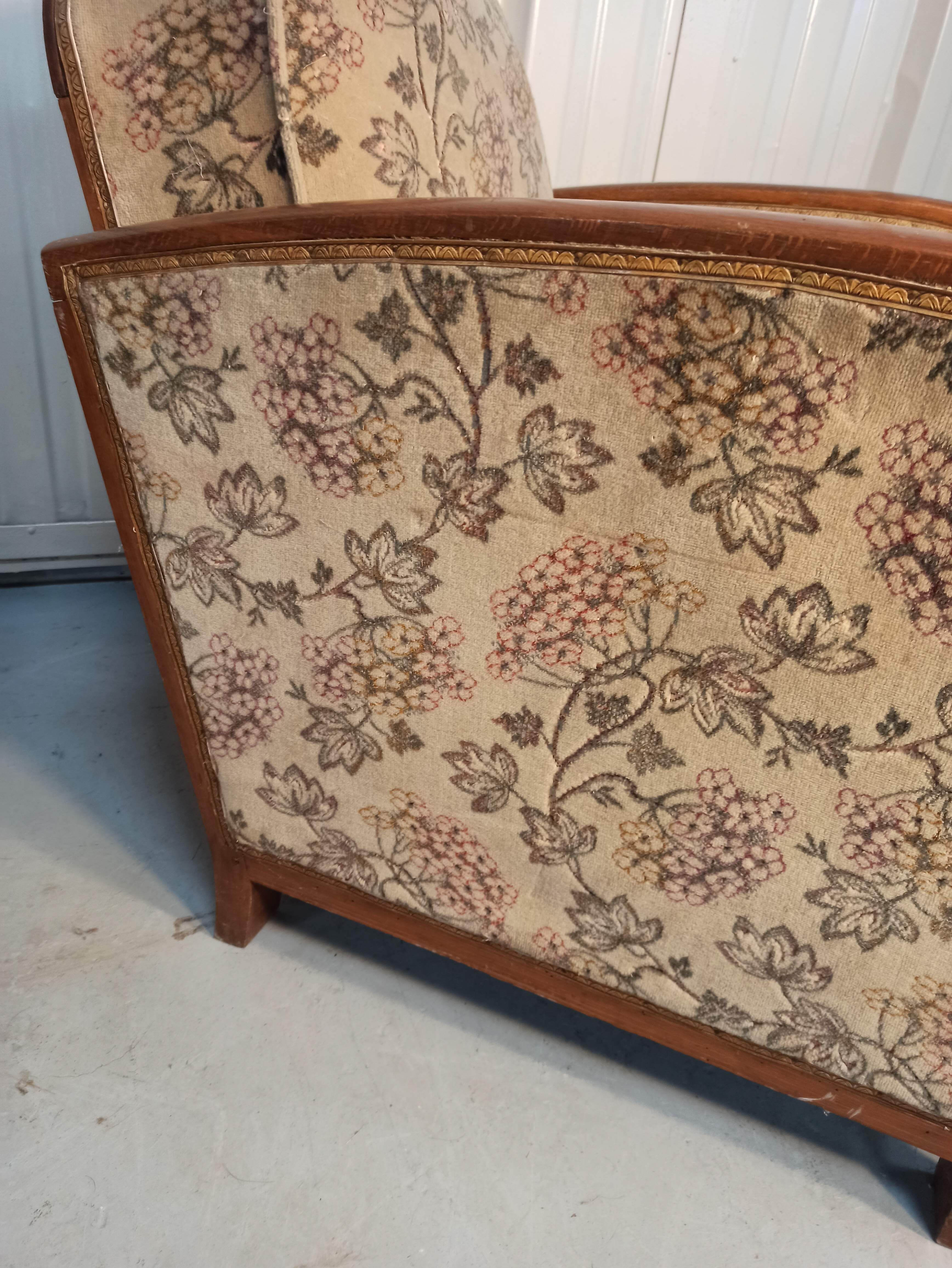 Art Deco armchair with system - original floral velvet fabric