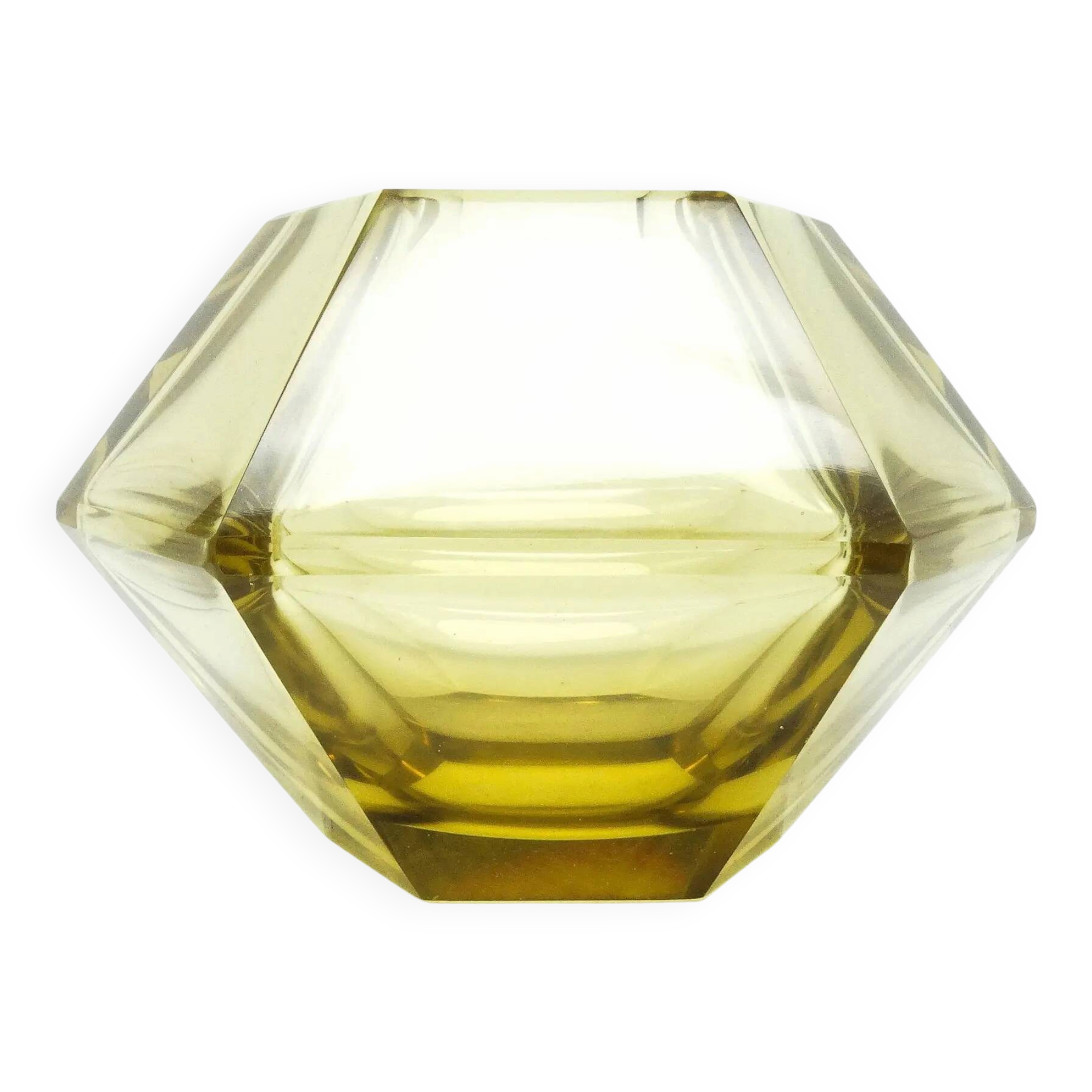 Art Deco vase, citrine crystal, designed by R. Hlousek, Moser, Czechoslovakia, 1930s