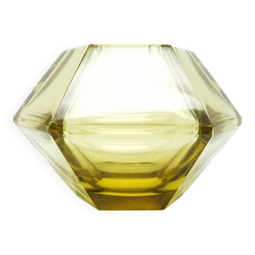 Art Deco vase, citrine crystal, designed by R. Hlousek, Moser, Czechoslovakia, 1930s