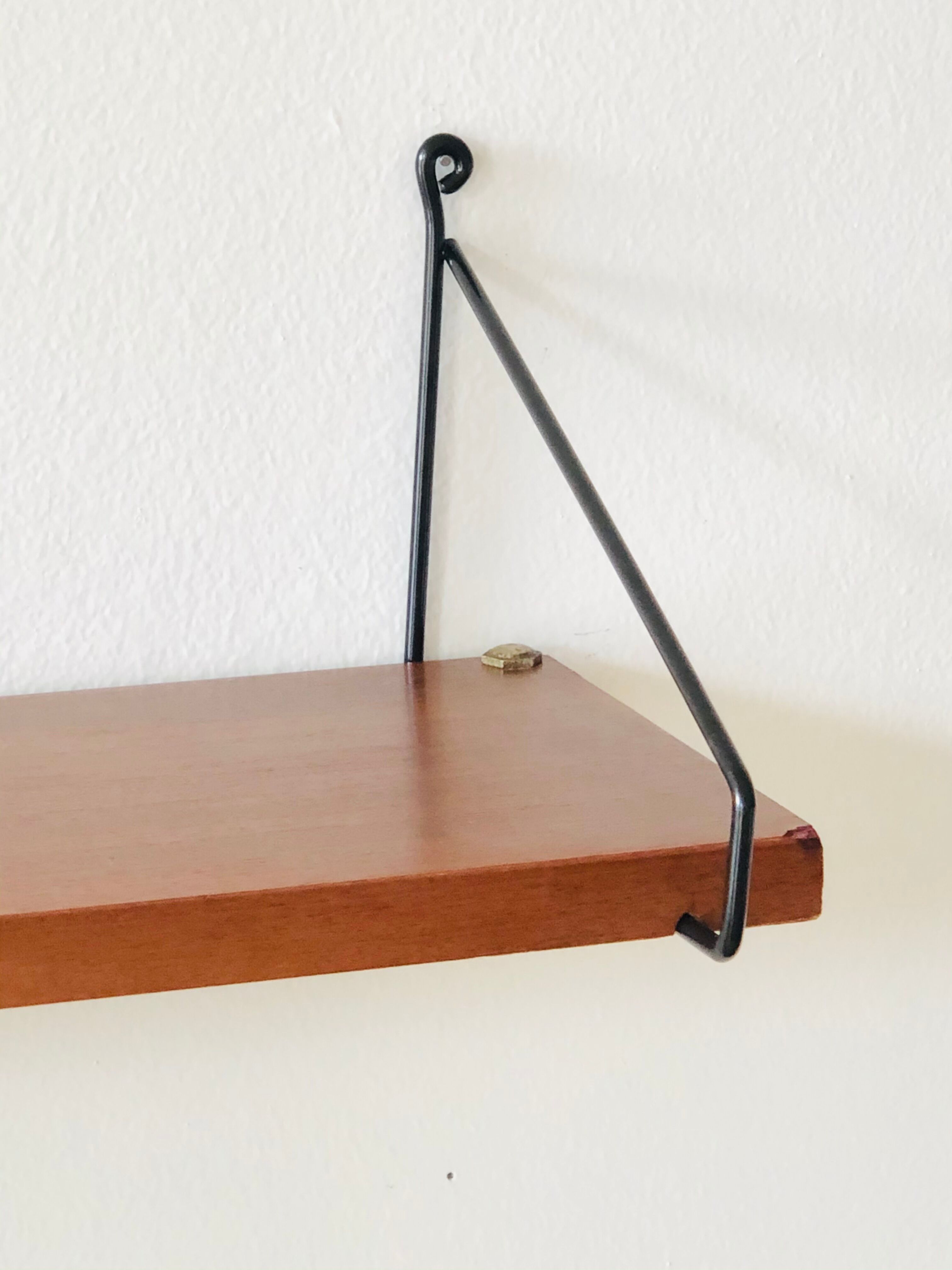 Wall shelf L82cm metal and wood