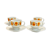 X4 porcelain cups bavaria schumann arzberg germany 70s -sun pattern-retro-kitchen