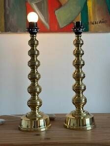 Pair of Mid-Century Brass Lamps by Enco, Sweden