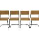 Set of four vintage dining room chairs, wood and chrome,  1970s