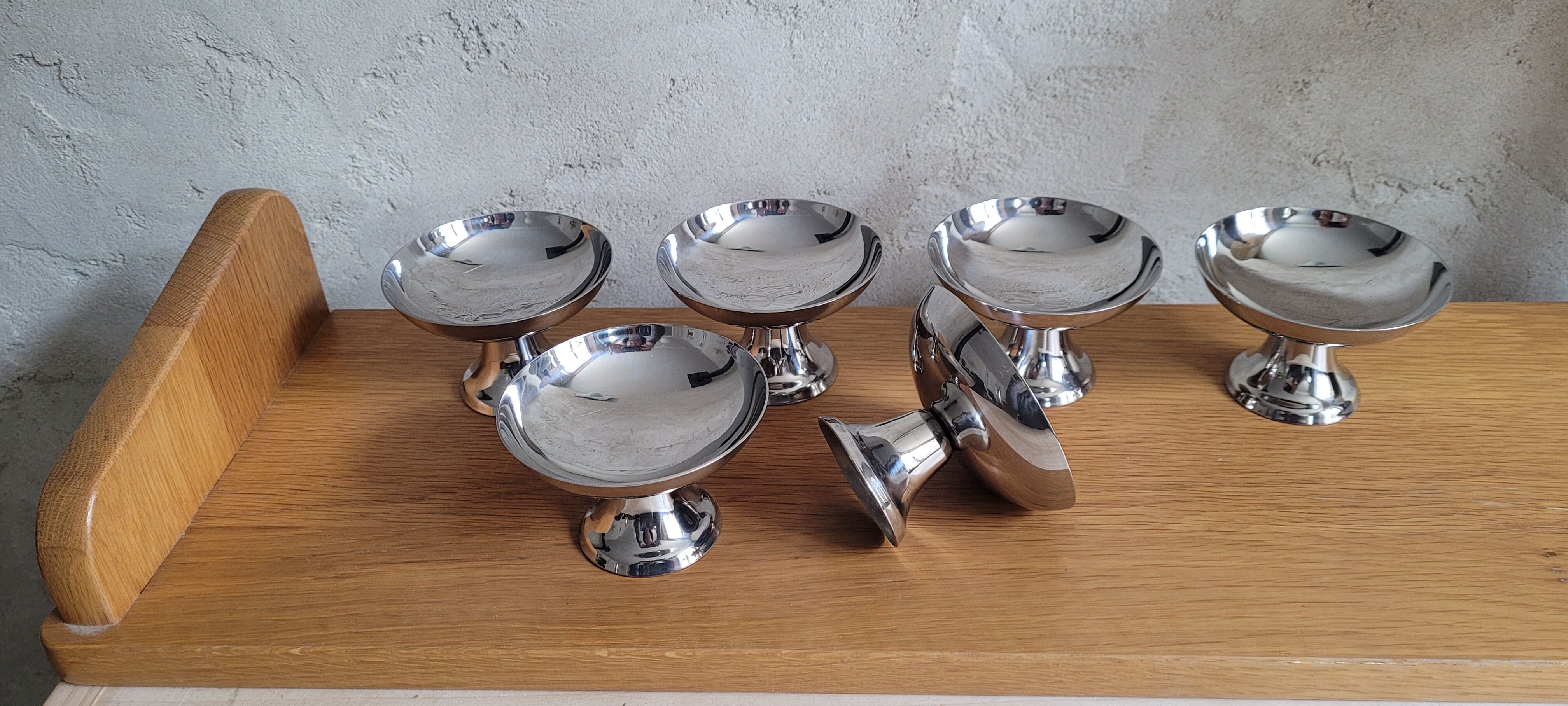 Lot de 6 coupes à glace en inox Guy Degrenne