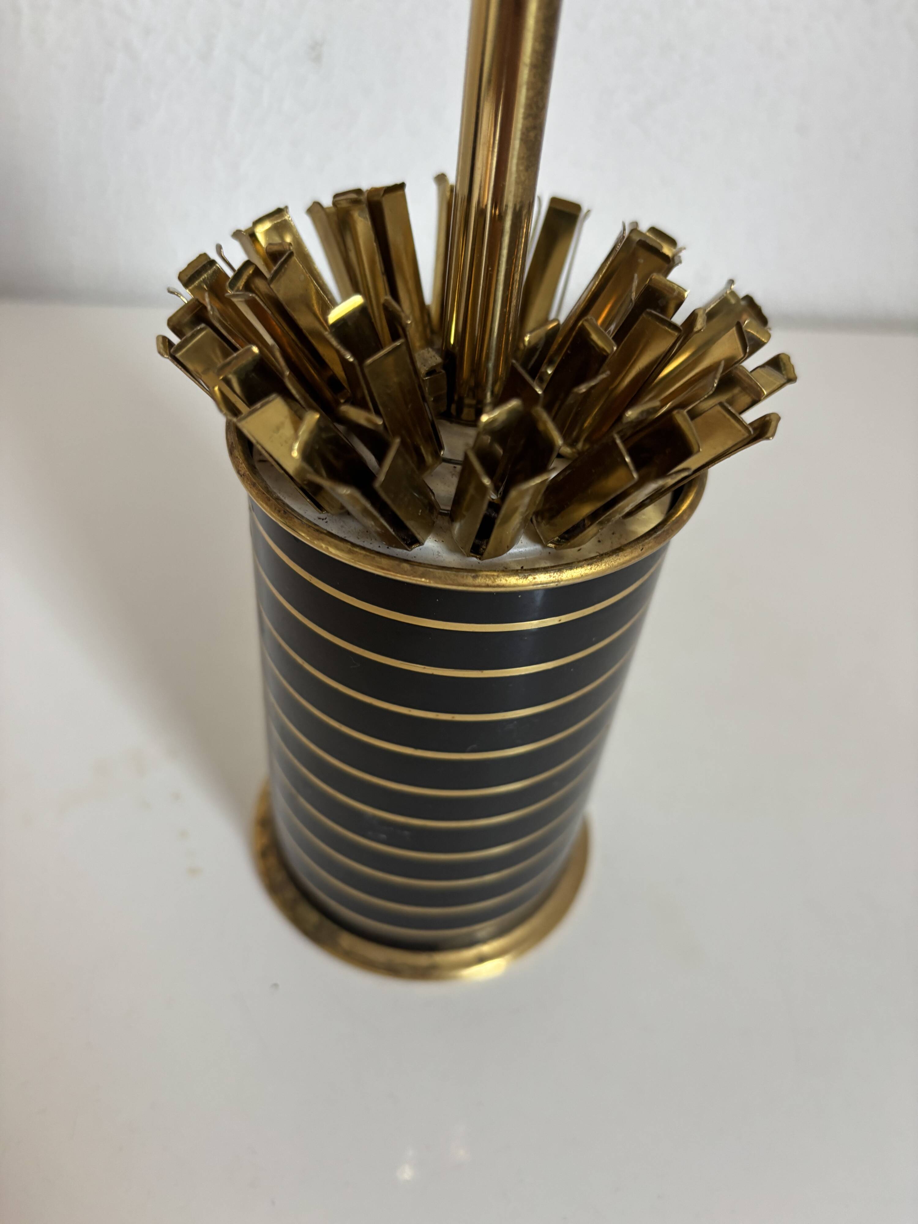 Vintage 1960 black cigarette case with gold stripes - 14 x 7 cm