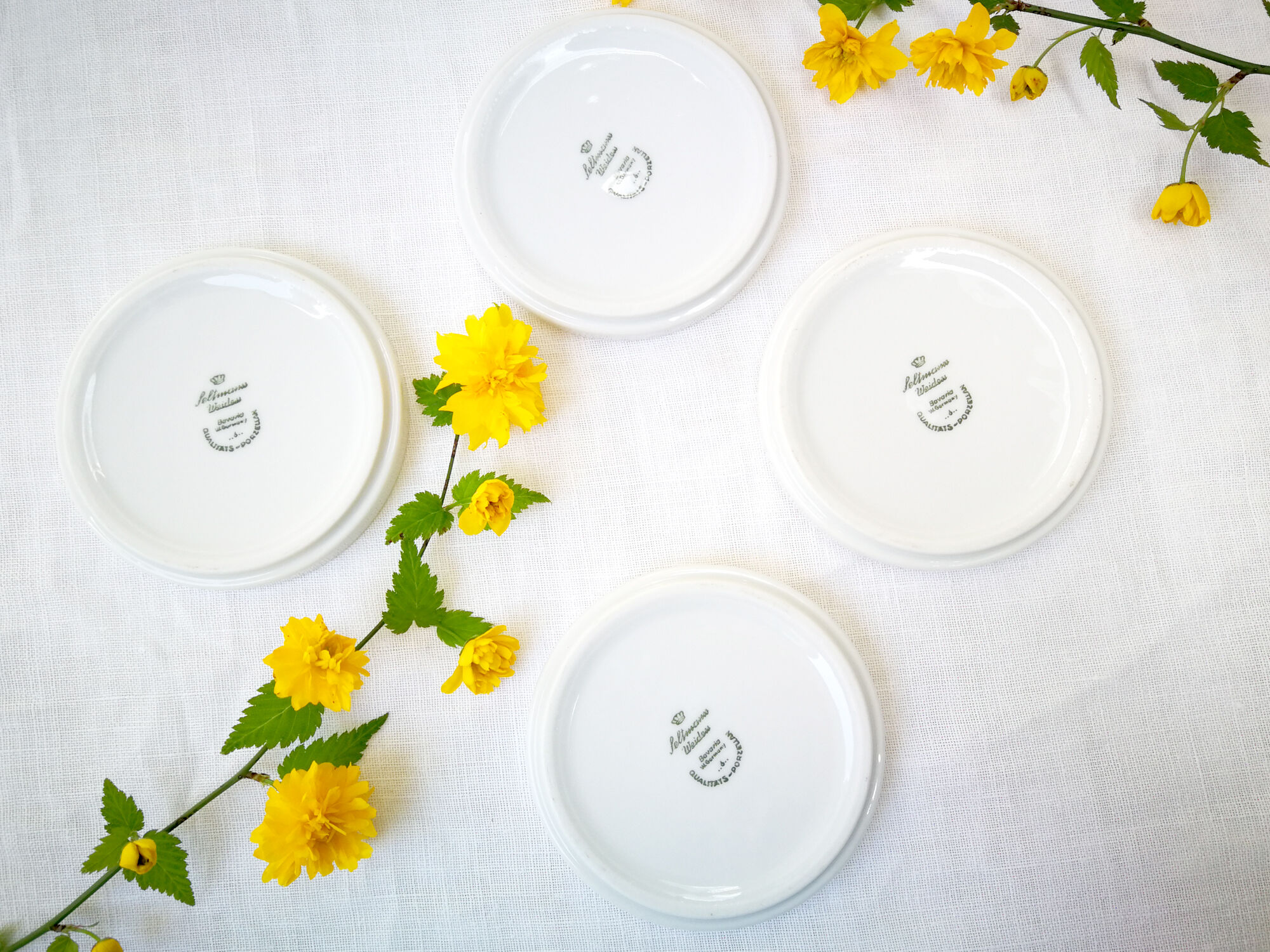 Set de 4 dessous de verre en porcelaine Seltmann Weiden Bavaria / Modèle "Patricia" / Pommes rouges