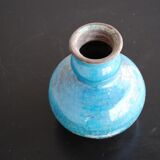 Pot ceramic glazed and cracked blue