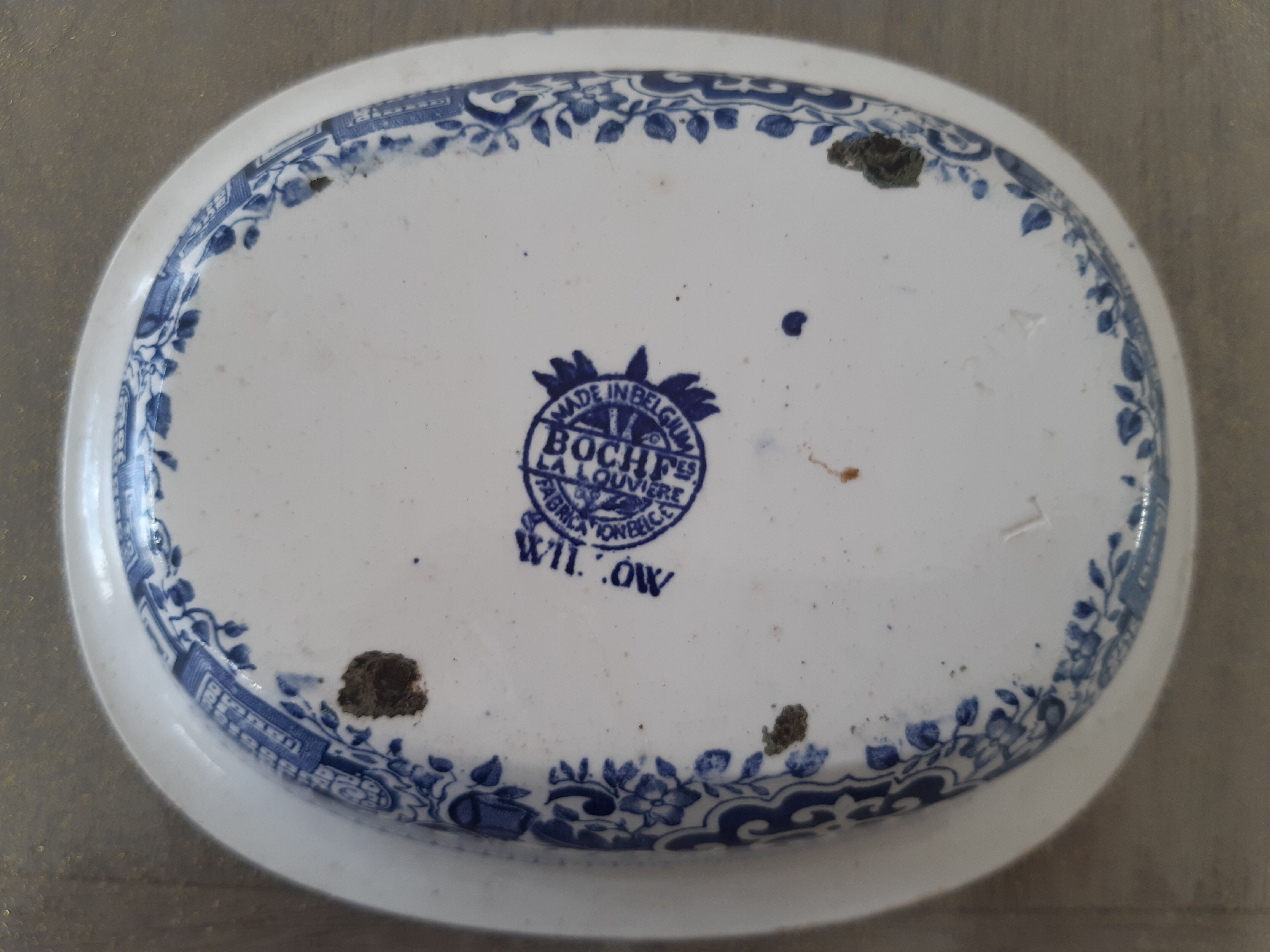 Plat céramique chinoiserie willow pattern boch fes