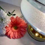 Vintage globe table lamp in blue frosted glass