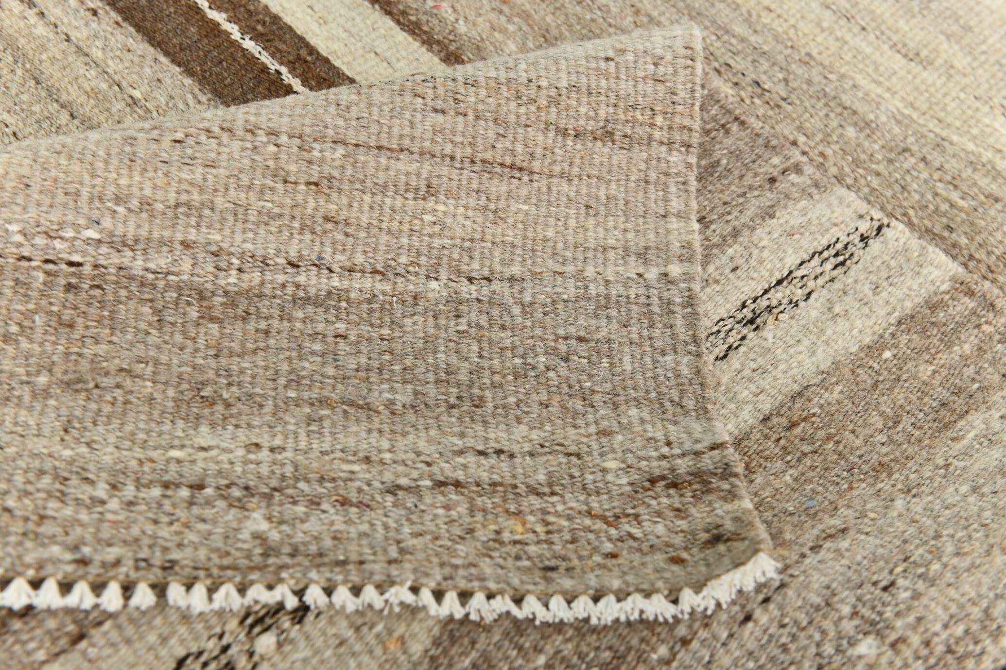 8x10 Kilim Brown & Cream Contemporary Kilim Rug, 233x293Cm