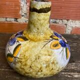 Antique soliflore vase veb polychrome ceramic flowers gdr vintage