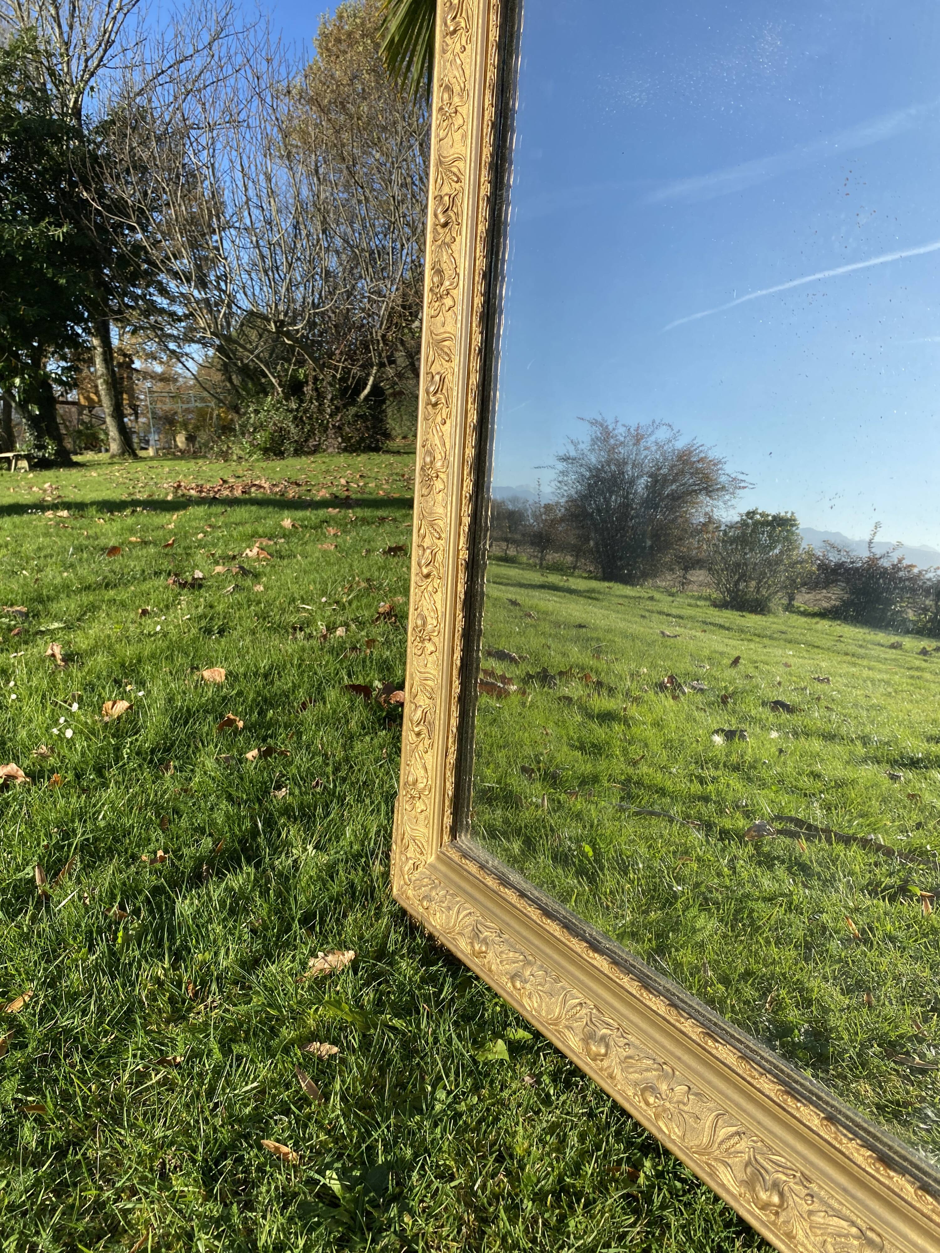 Large antique mercury-gilded mirror from the Napoleon III period