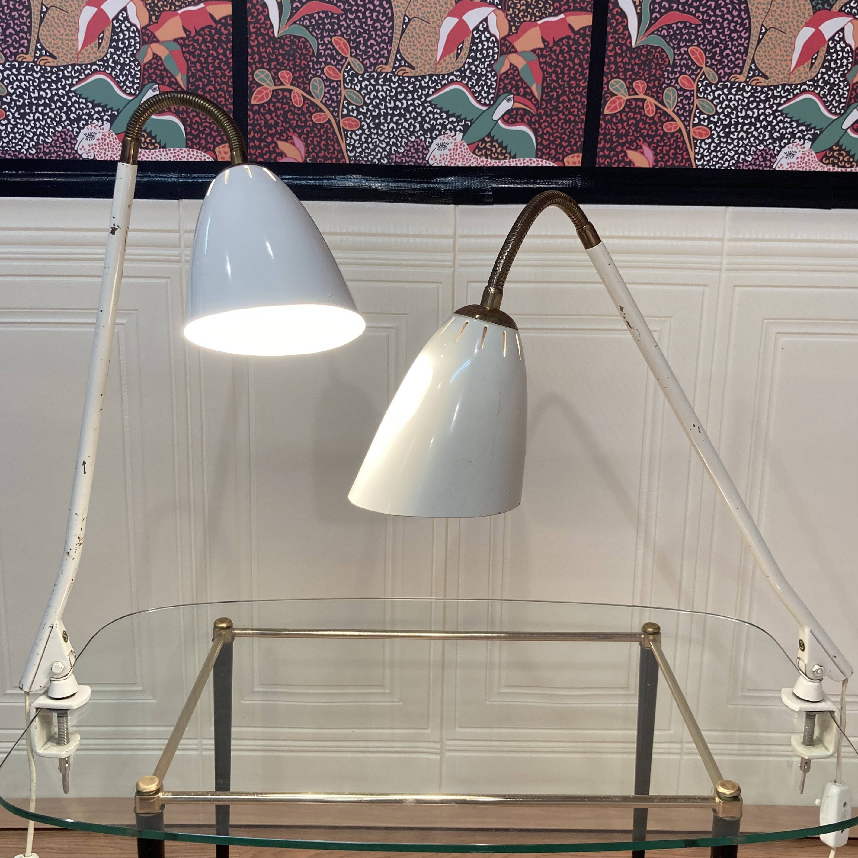 Pair of large modular scandinavian design wall lights from the 1950s.