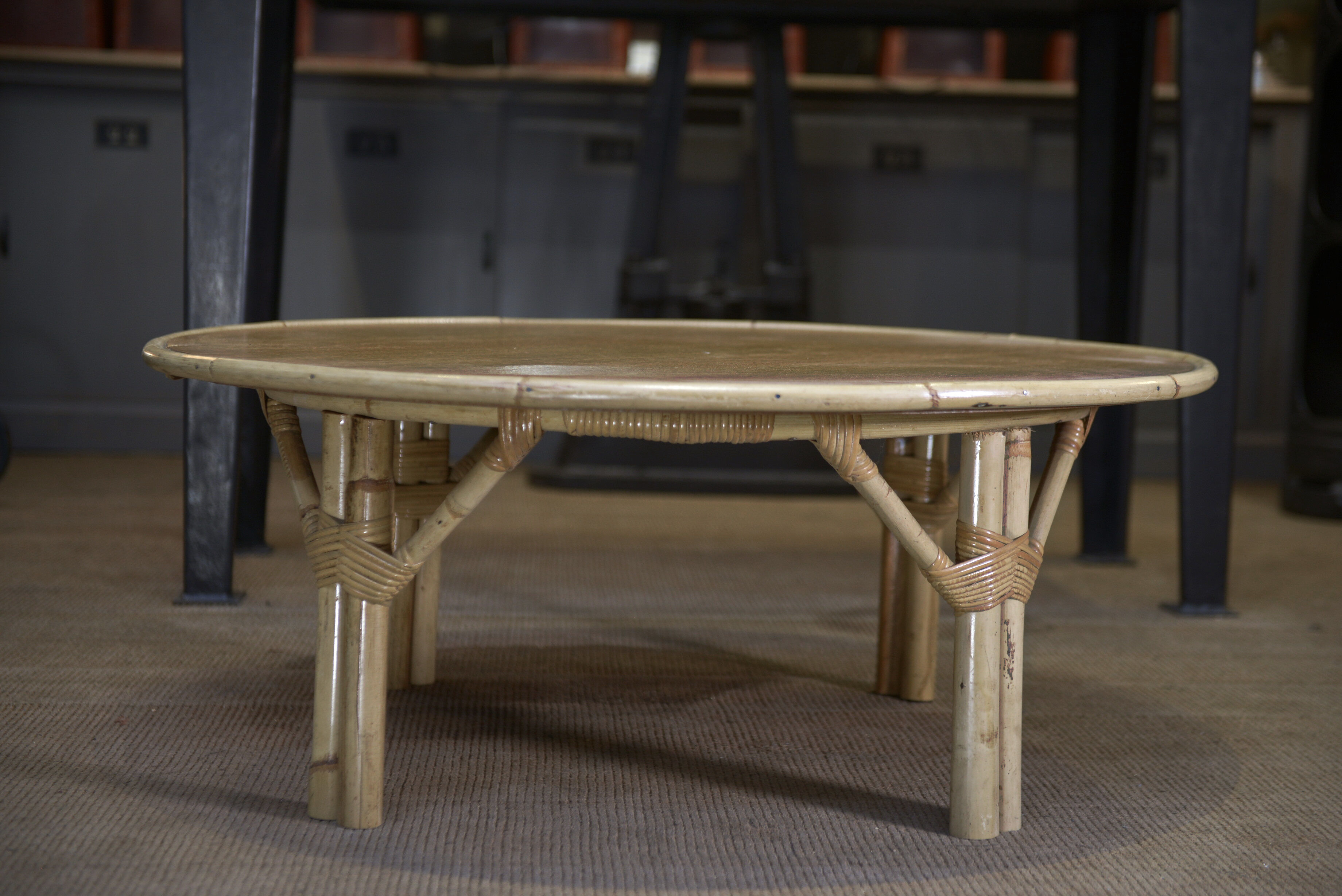 Round rattan coffee table 1960