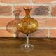 East German GDR Mouth-Blown Amber Art Glass Vase with Swirled Ribbing Texture, Possibly by Lauscha
