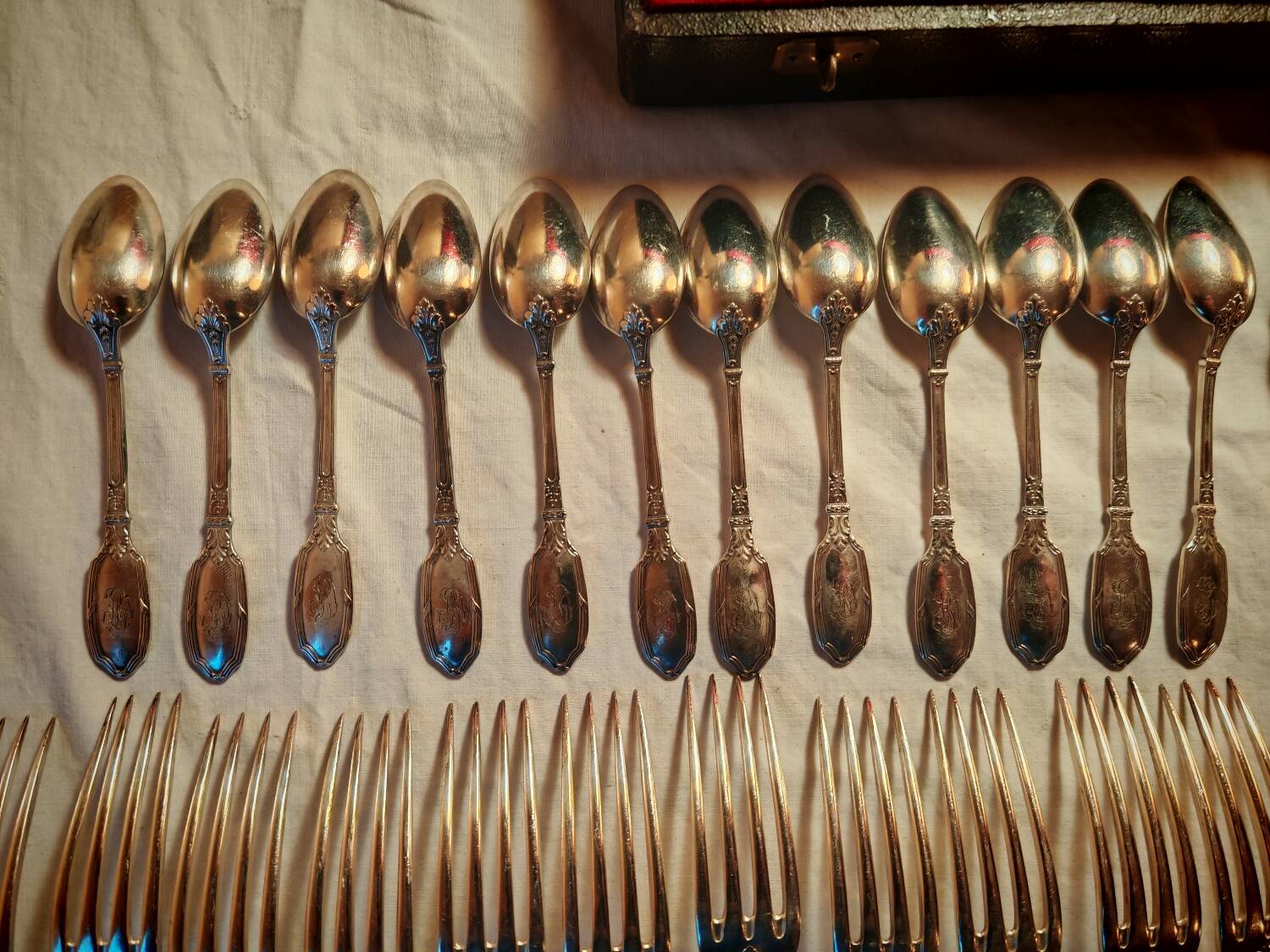 Silver-plated cutlery set, 1900