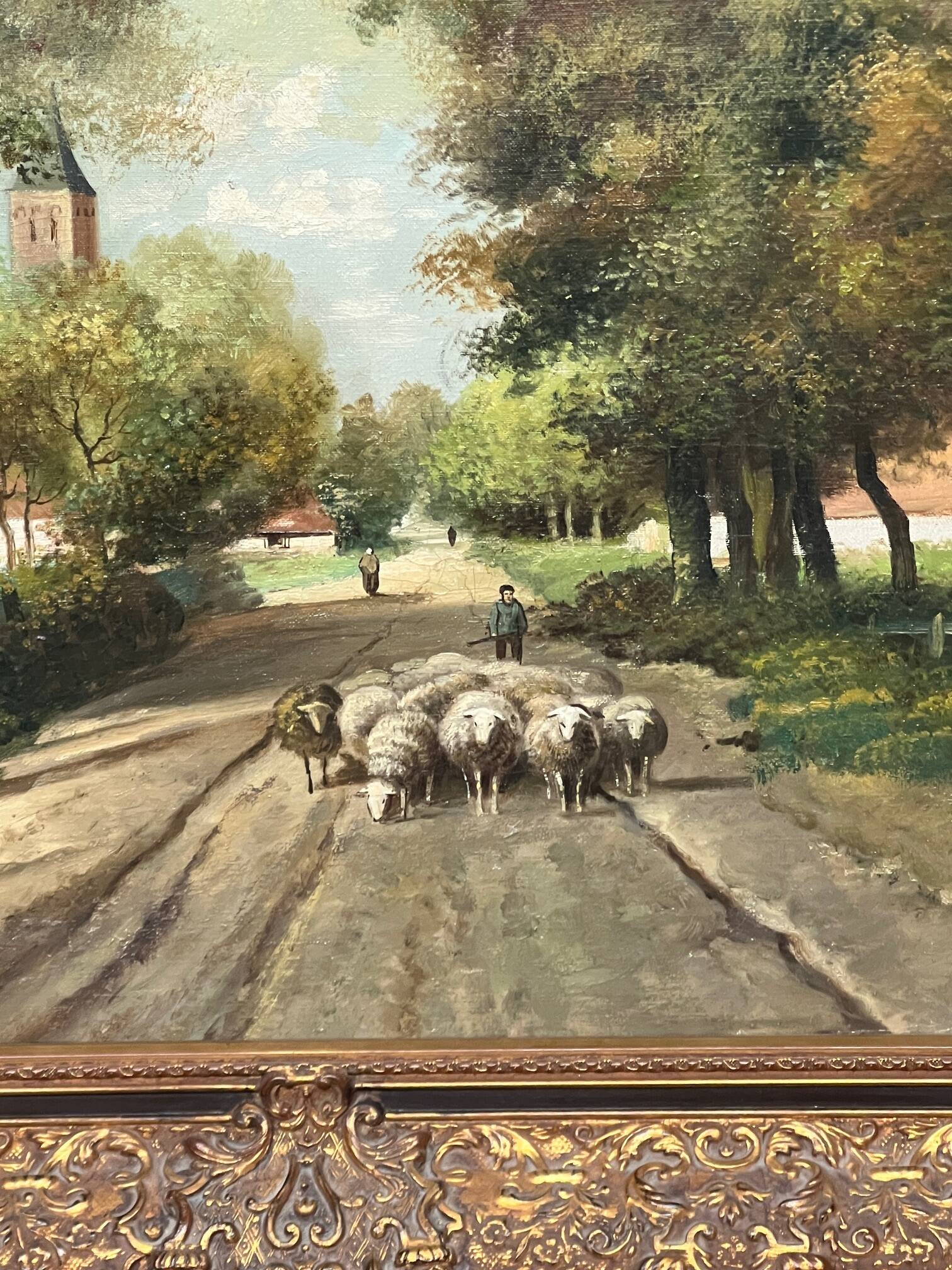 Landscape "Where time passes slowly." Oil on wood panel.