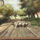 Landscape "Where time passes slowly." Oil on wood panel.