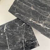 Set of 2 pull-out tables in black/grey marble
