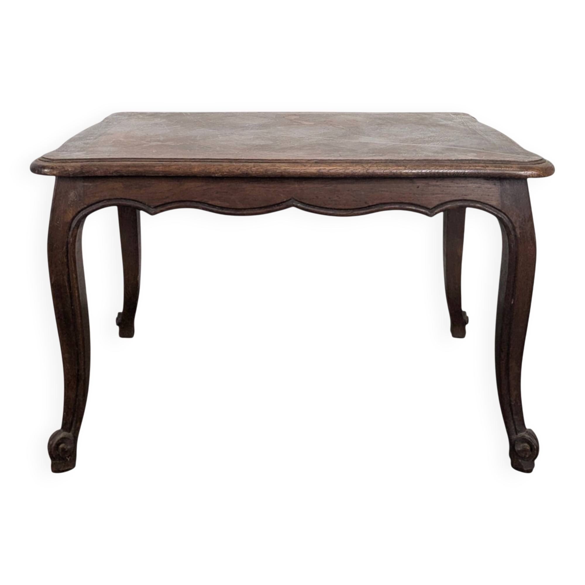 Table basse de style Louis XV en chêne à plateau parqueté