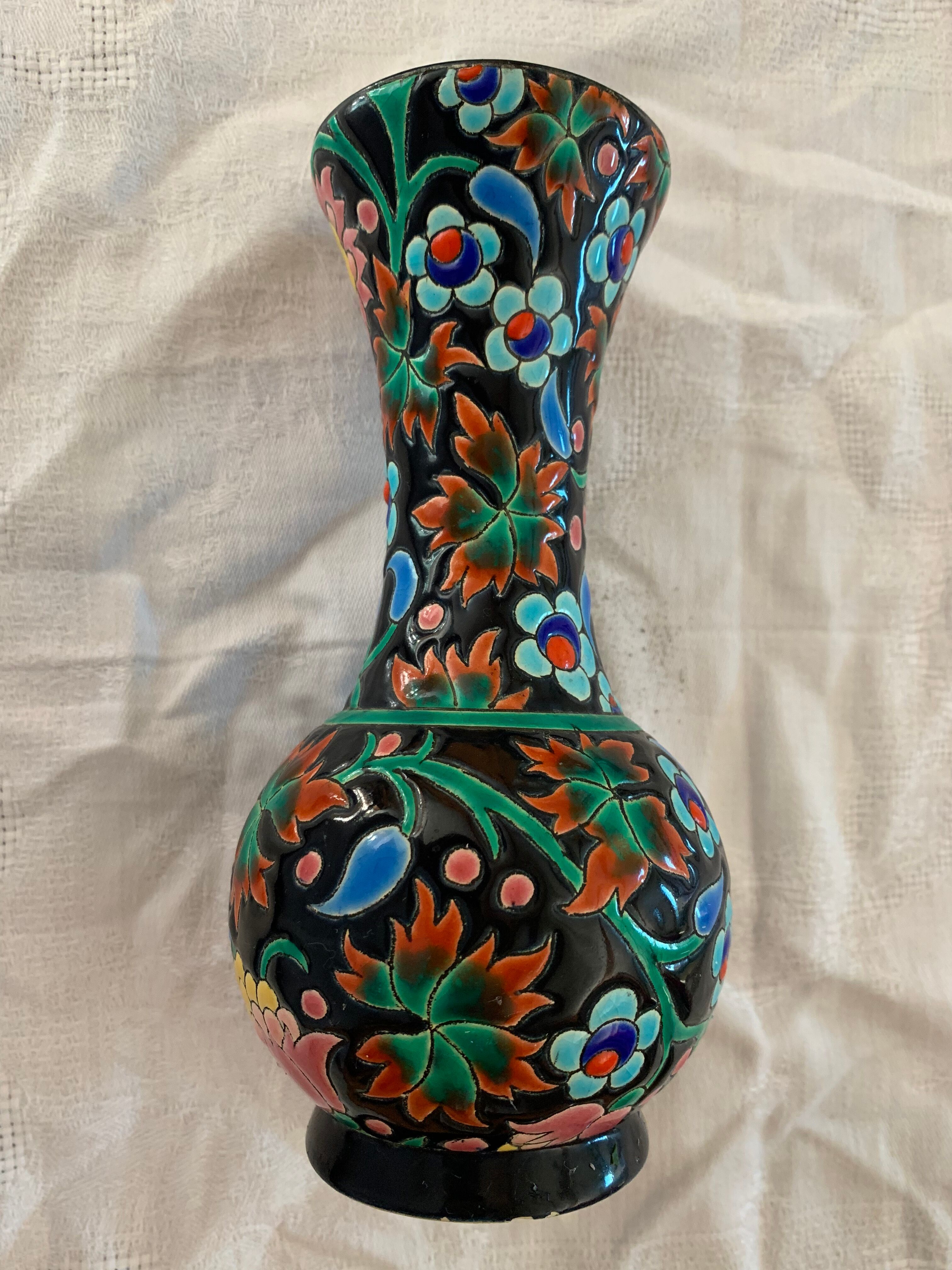 Enamel vase of Longwy