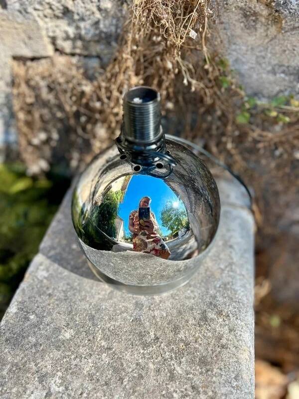 Vintage 70s chrome ball lamp base