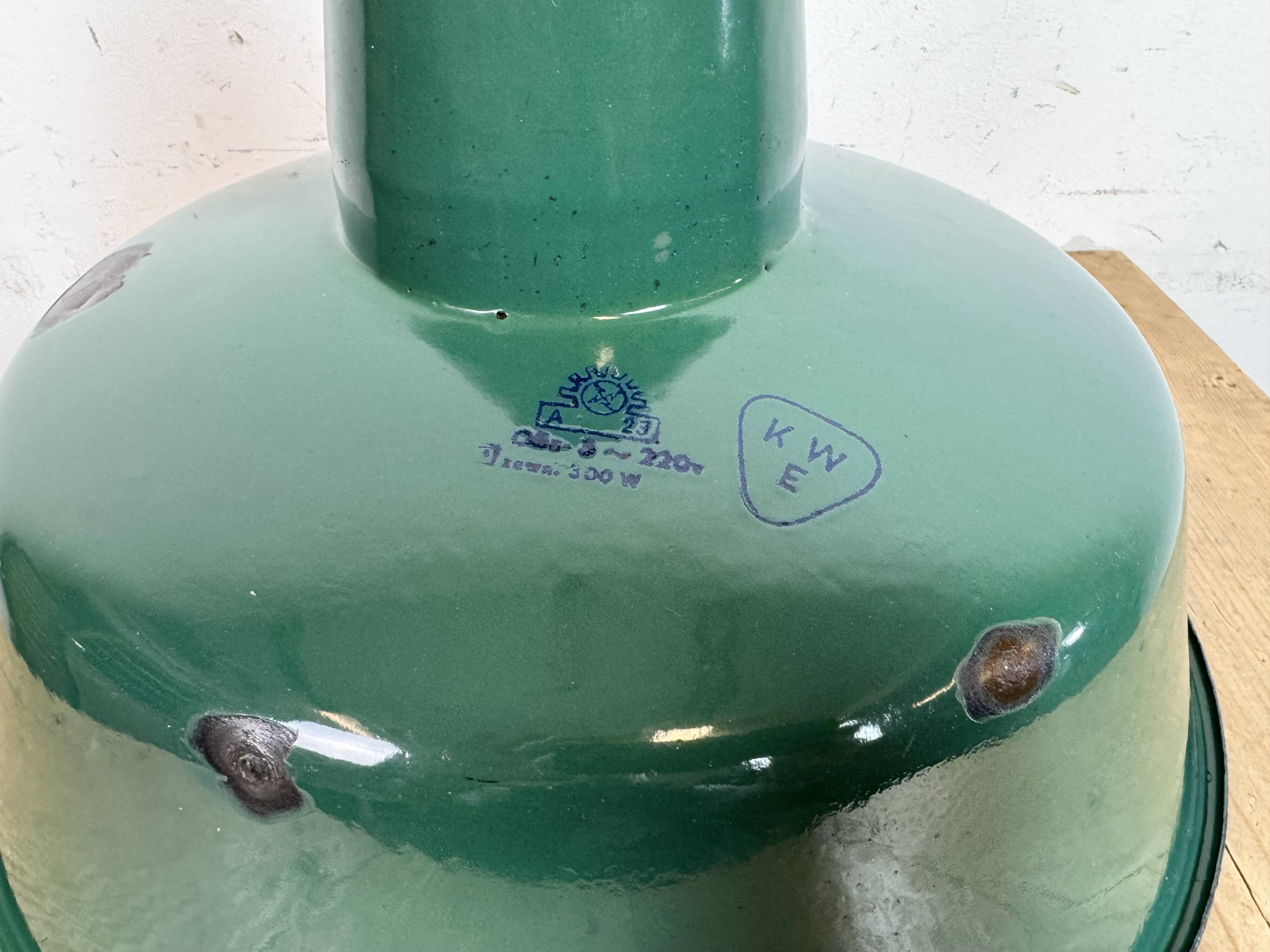 Large Industrial Green Enamel Factory Pendant Lamp, 1960s