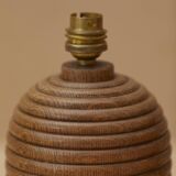 Pair of solid wood lamp bases (oak) turned vintage circa 1960