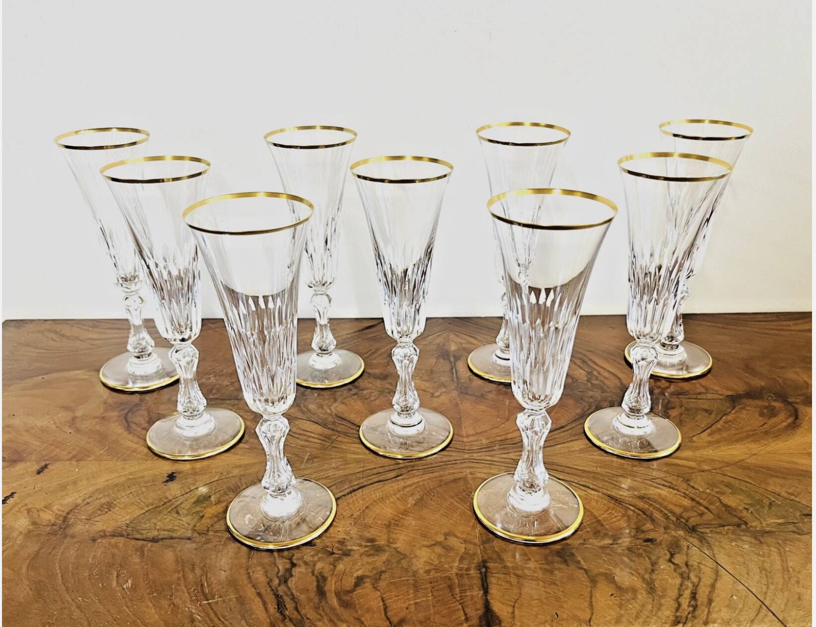 Set of 9 Saint-Louis crystal champagne flutes – Lozère model