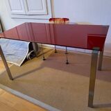 Red glass dining table 1=2 Jean Nouvel
