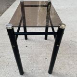 3 black industrial glass nesting coffee tables Yves Boutboul 1970