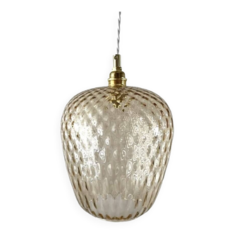 Vintage amber glass pendant light