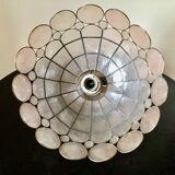 Suspension in pink mother-of-pearl and brass