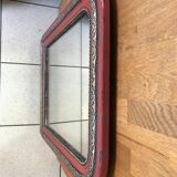 Ancien miroir Louis Philippe bois & plâtre rang de perles + frises vintage