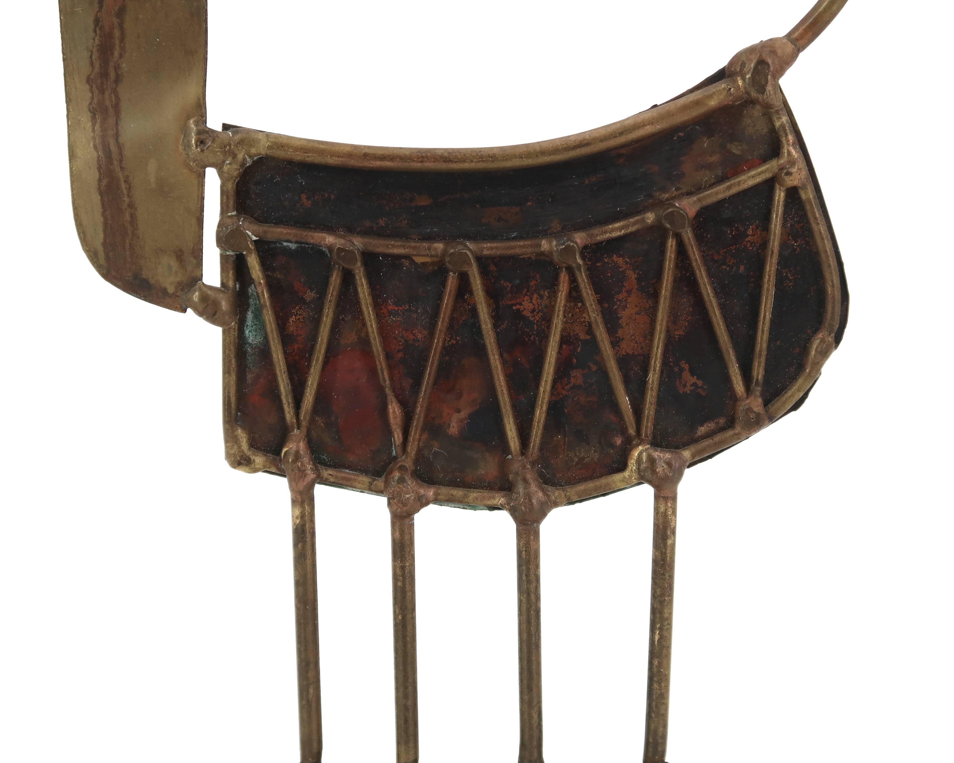 Brutalist sculpture of a cat in copper and brass by JARC, 1950s.
