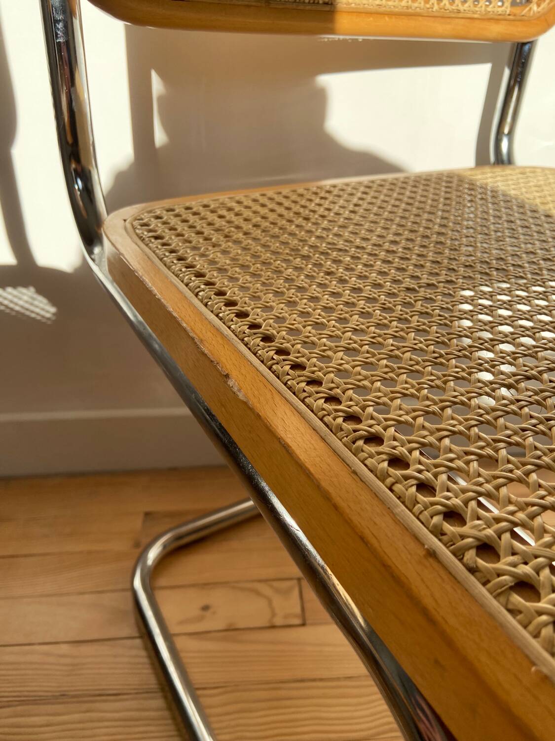 Paire de chaises cannées italiennes design Breuer