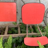 Red Formica chair and stool