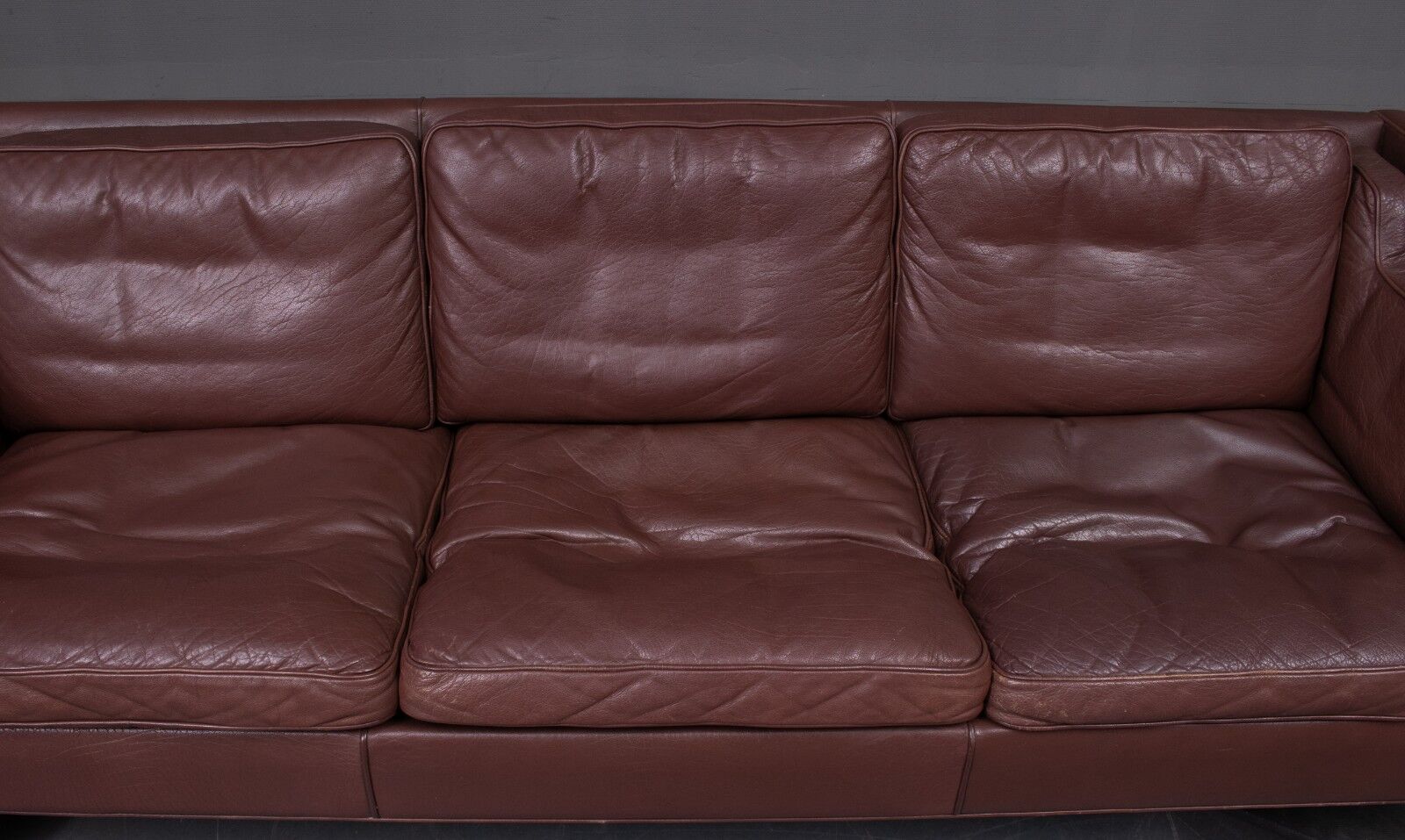 Three-seater leather sofa and one-seater armchair, scandinavian style