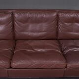 Three-seater leather sofa and one-seater armchair, scandinavian style