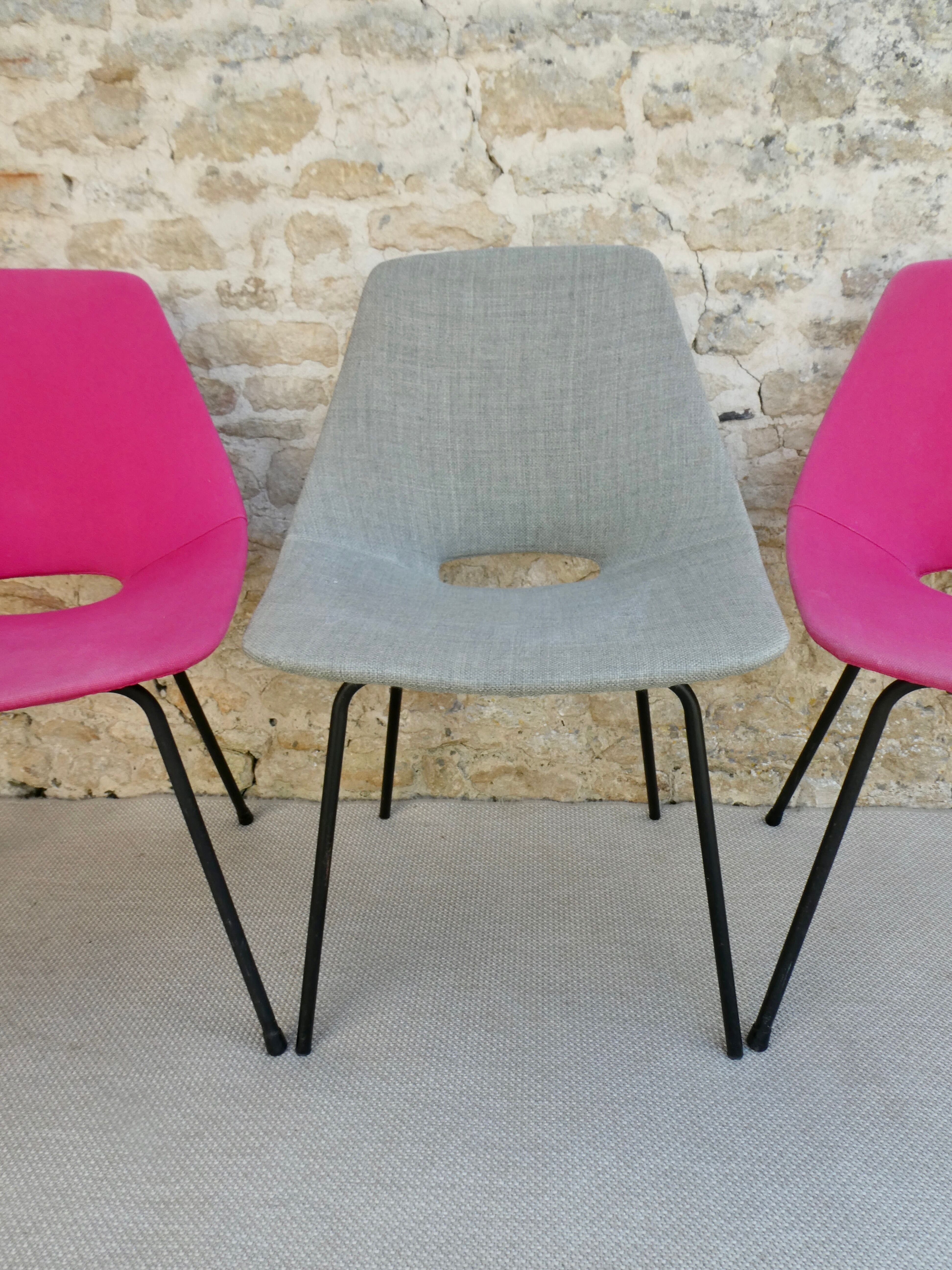 Trio of tonneau chairs by Pierre Guariche for Steiner